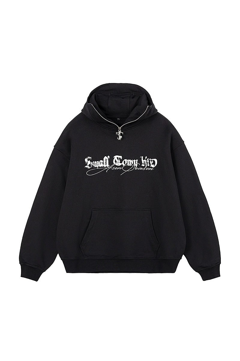 Hip Hop Zip Embroidered Hoodie