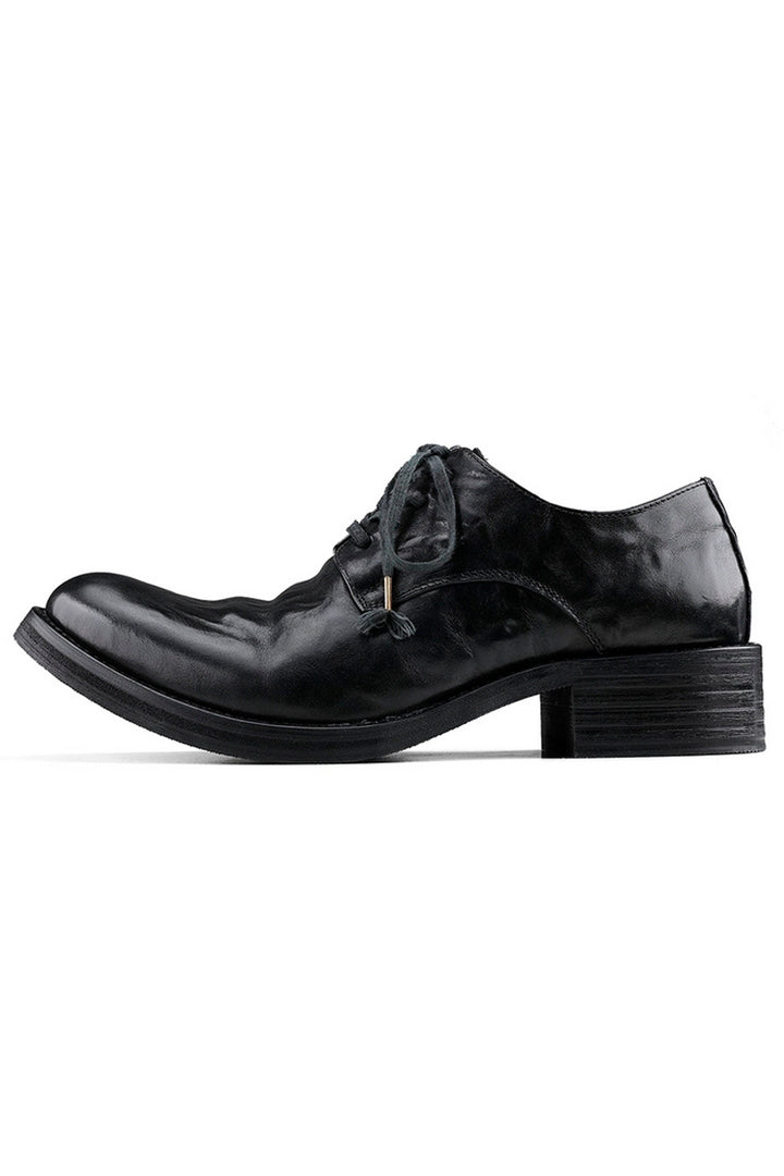 Wrinkled Leather Pointed Derby Shoes