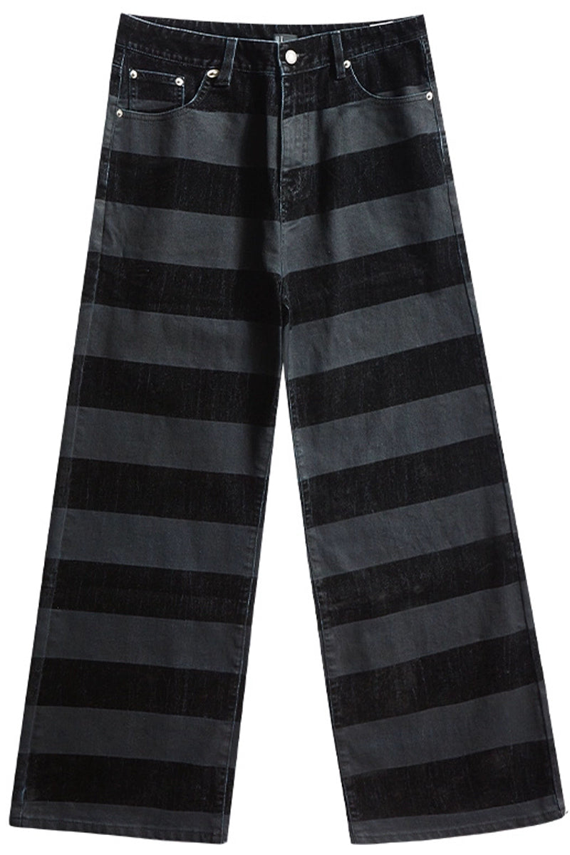 Striped Straight-Leg Jeans