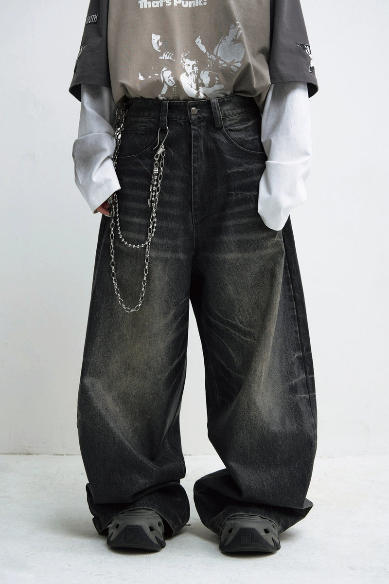 Hand-Painted PU Washed Jeans