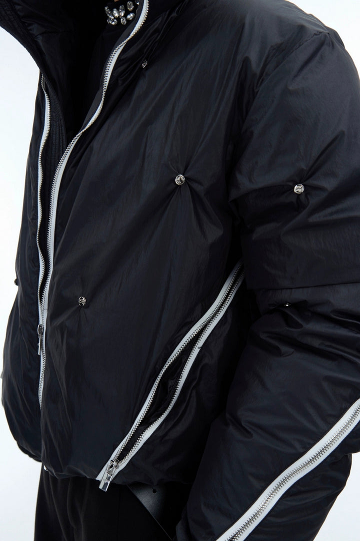 Multi-Zip Deconstructed Puffer Jacket