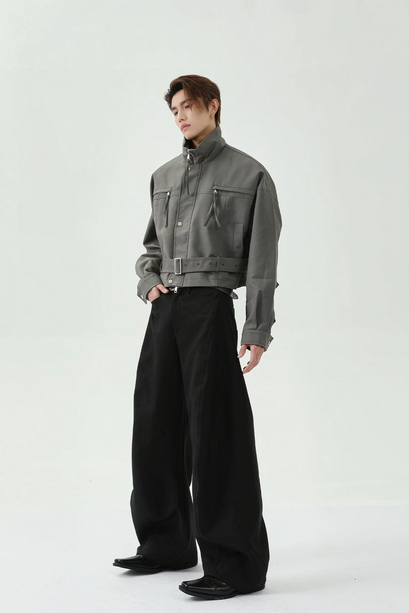 Structured Tie Detail Cropped Jacket