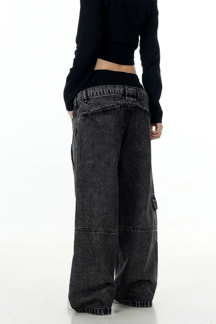 Patchwork Work Jeans