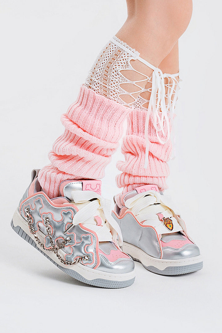 Cross Chain Pink Sneakers