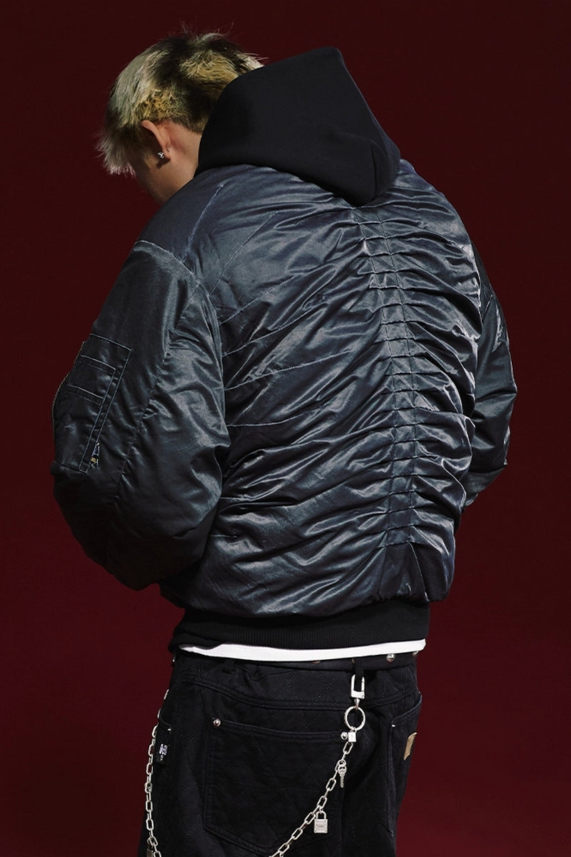 Padded Wrinkled Bomber Jacket