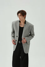 Plaid Single-Breasted V-Neck Blazer