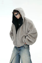 Reversible Faux Fur Hooded Ears Jacket