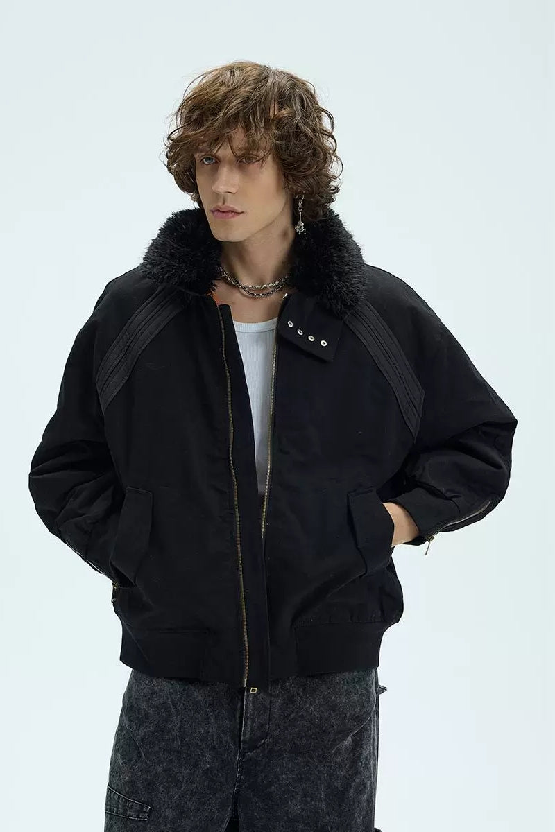 Detachable Fur Collar Padded Bomber