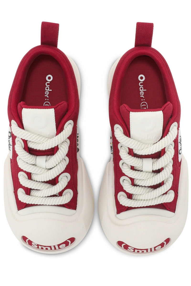 Red Canvas Chunky Sneakers