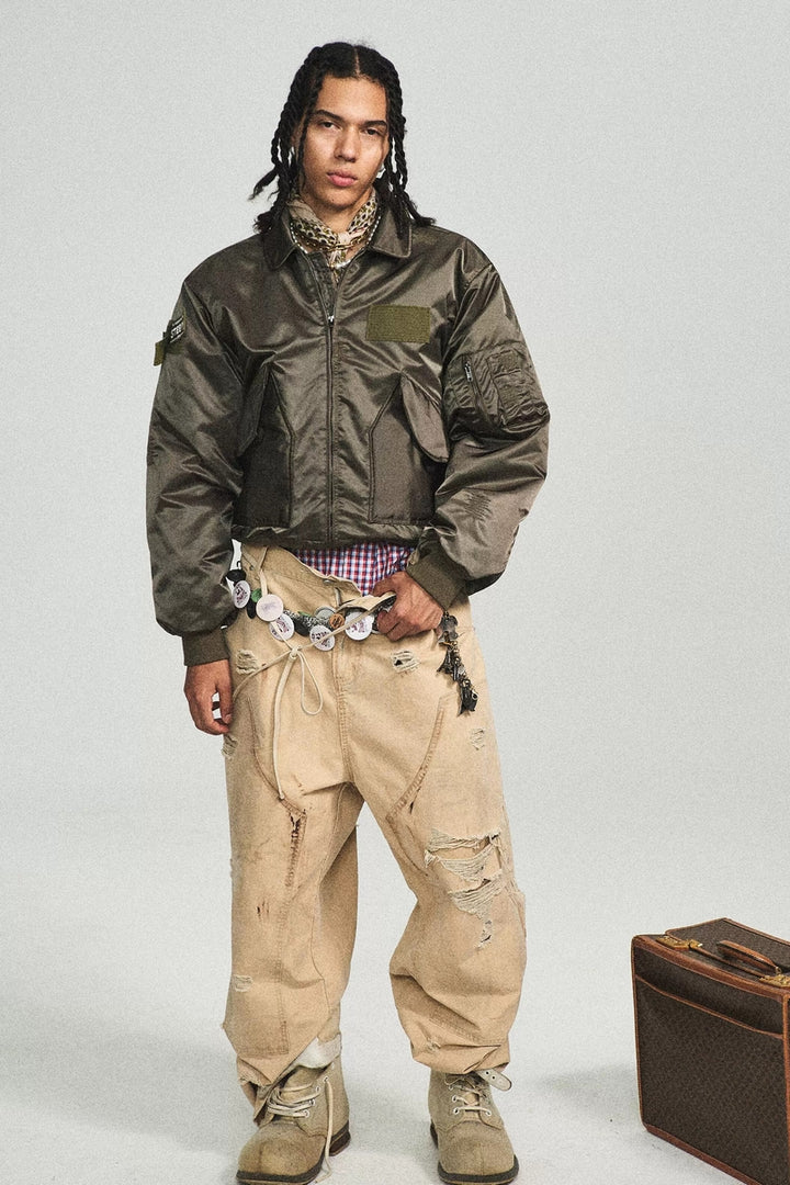 Military Green Patchwork MA2 Jacket