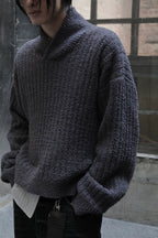 Textured Shawl Collar Sweater