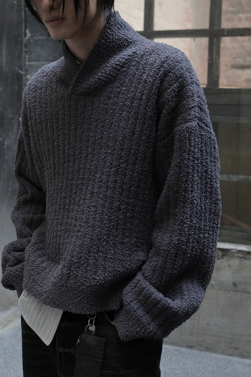 Textured Shawl Collar Sweater