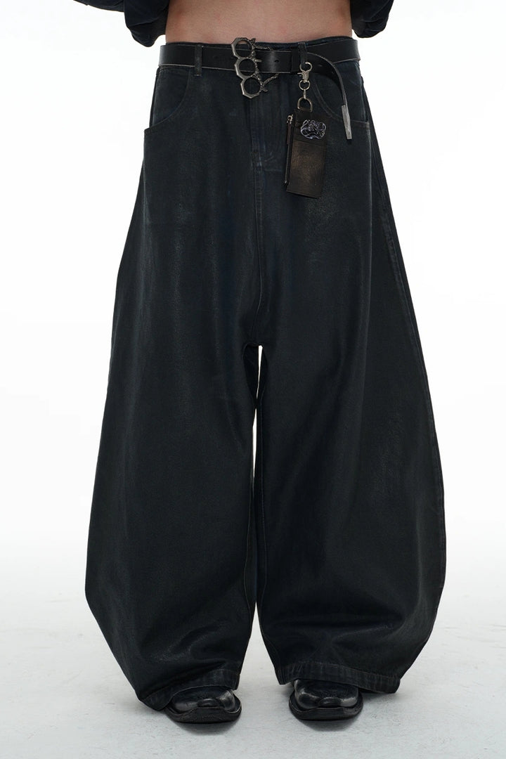 Wax Coated Baggy Jeans