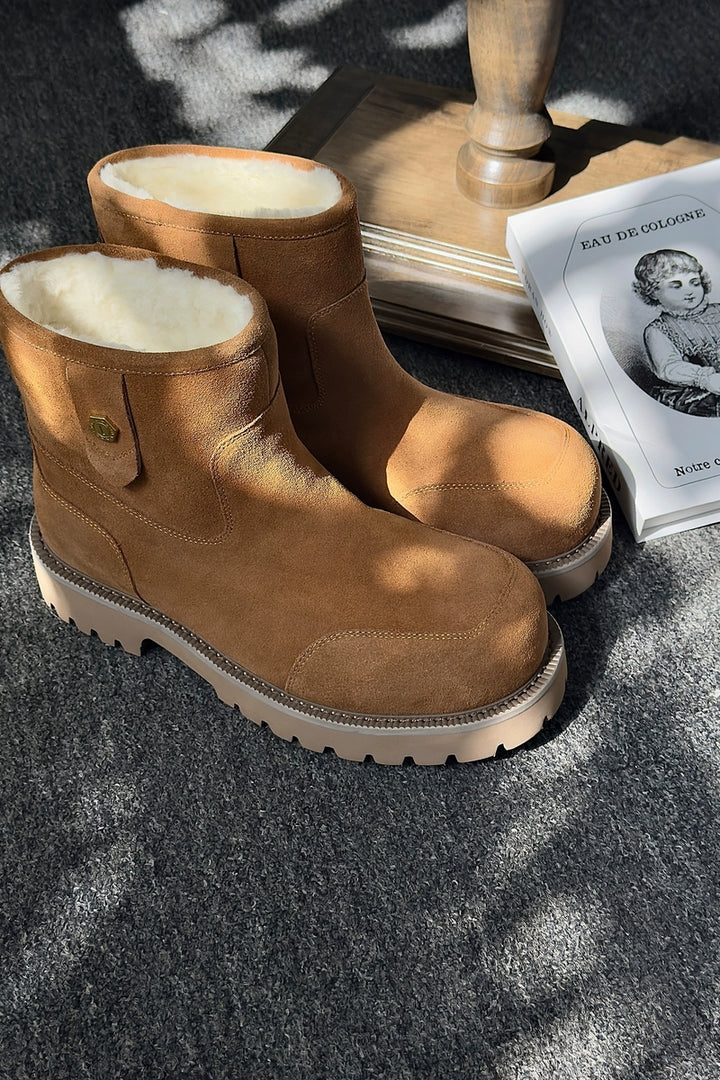 Fleece-Lined Suede Snow Boots