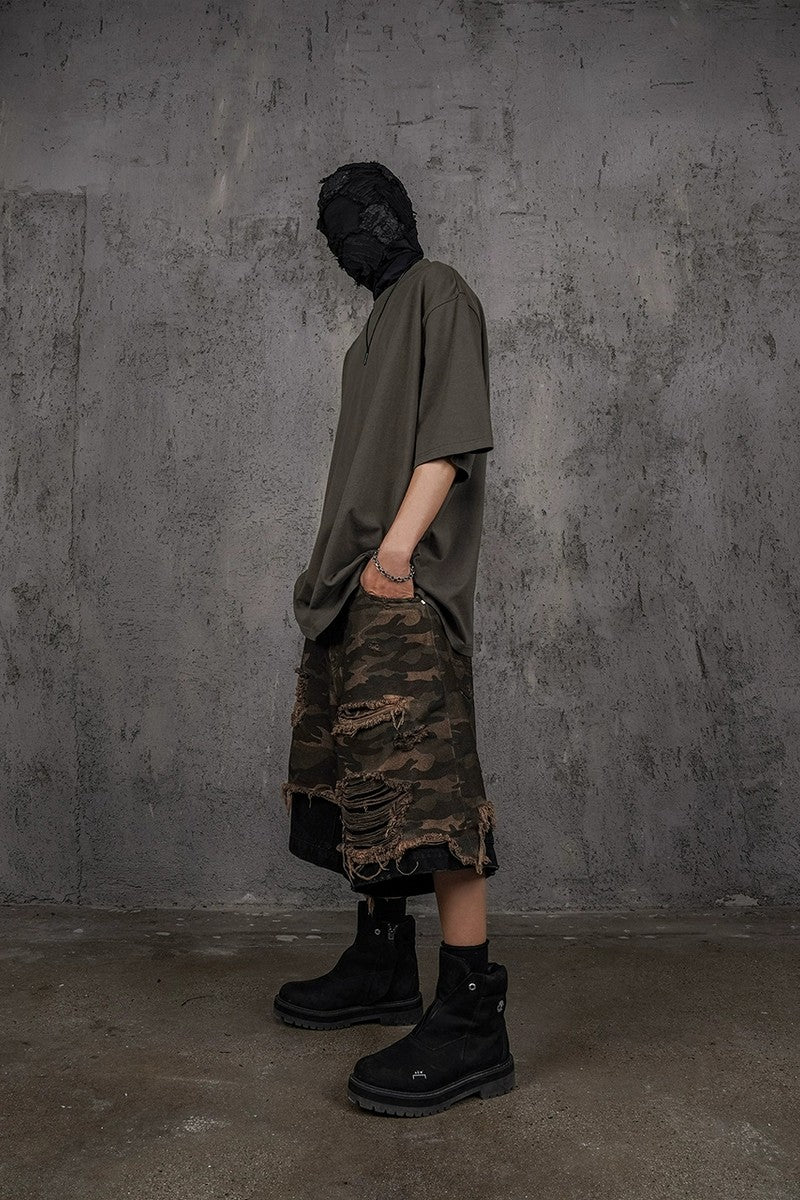 Camo Patchwork Cargo Shorts