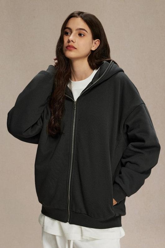 Thick Fleece Zip-Up Hoodie