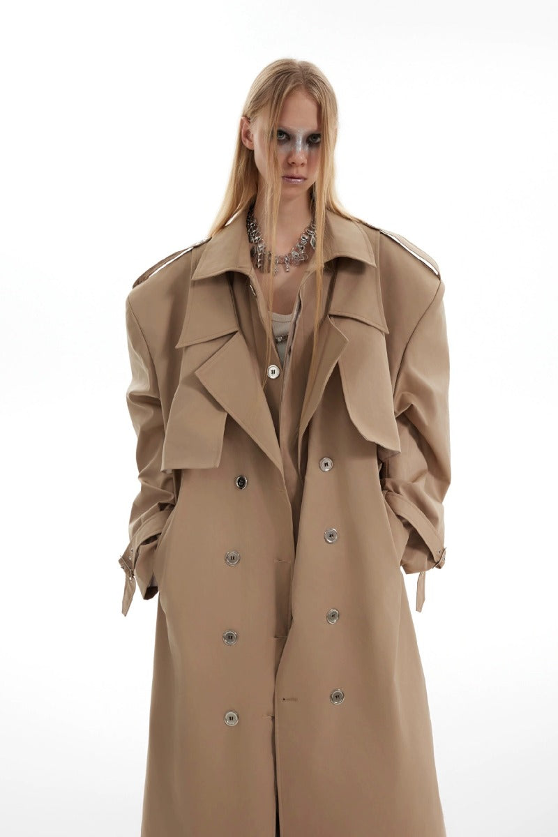 Vintage Double-Breasted Oversized Trench Coat