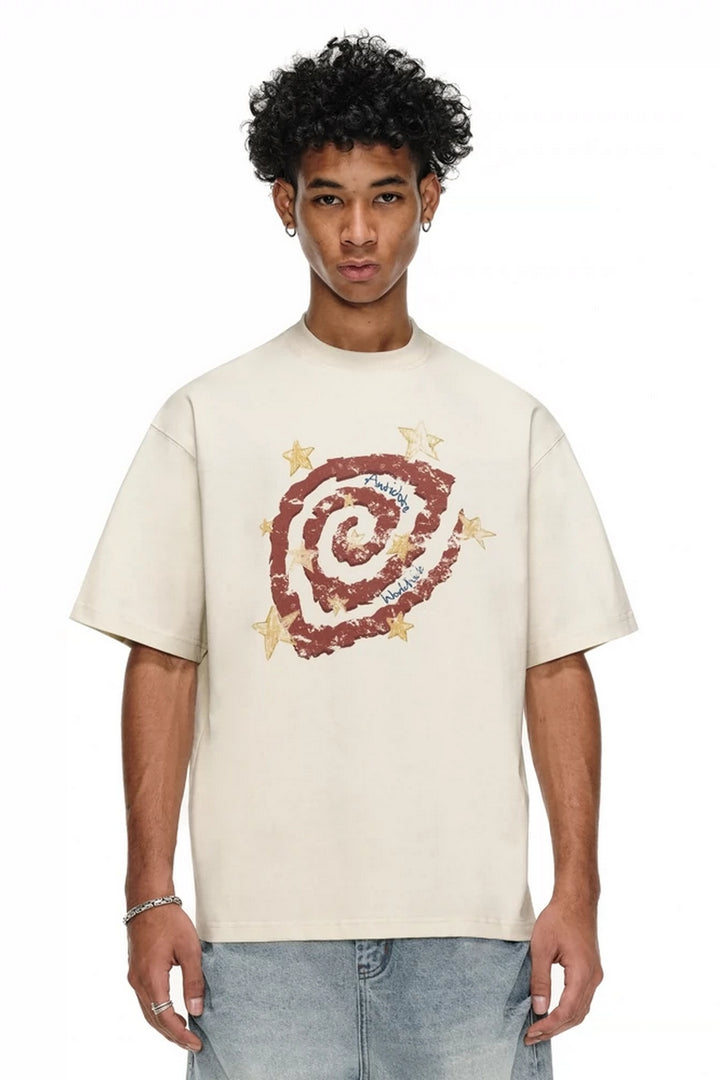 Psychedelic Swirl Star Print T-Shirt