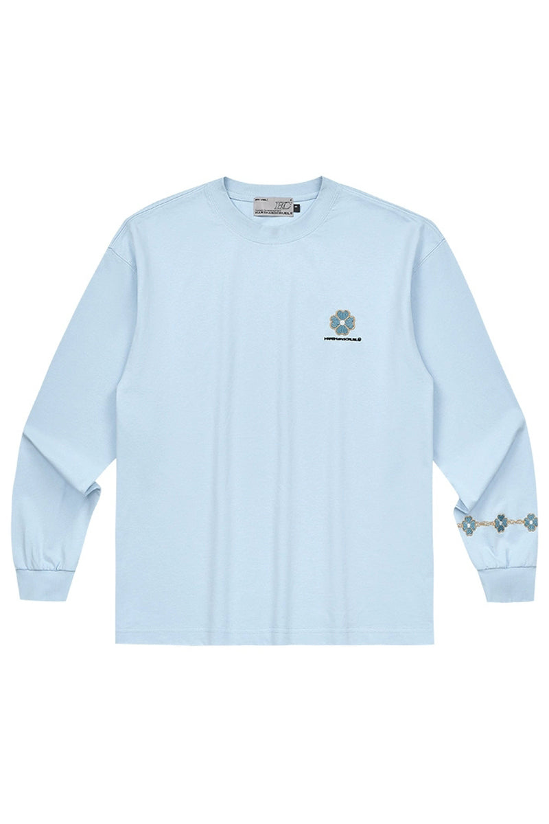 Clover Embroidery Long Sleeve Tee