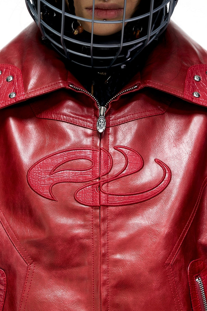 Symbol Croc Leather Jacket