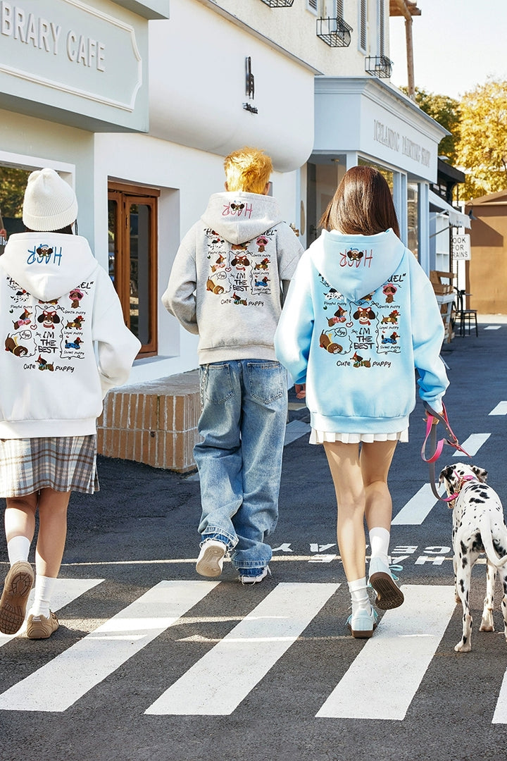 Dog Hand-Drawn Loose Fit Hoodie