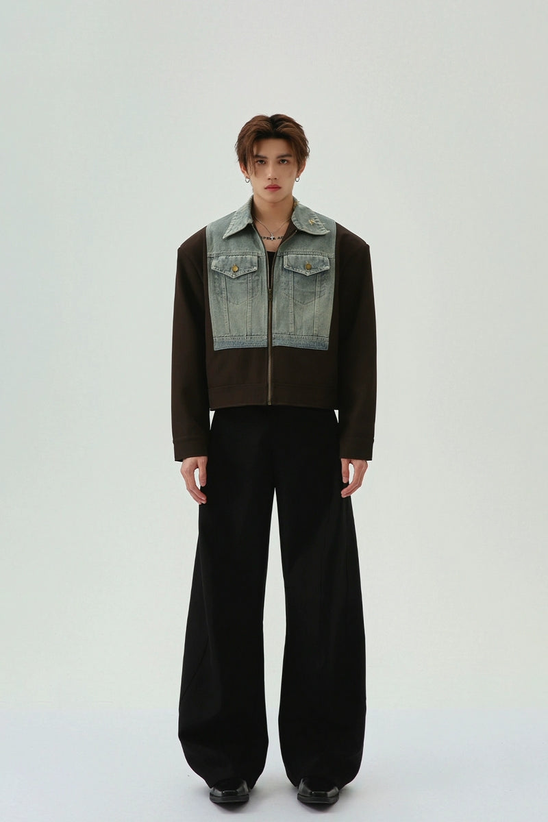 Color Block Vintage Denim Jacket