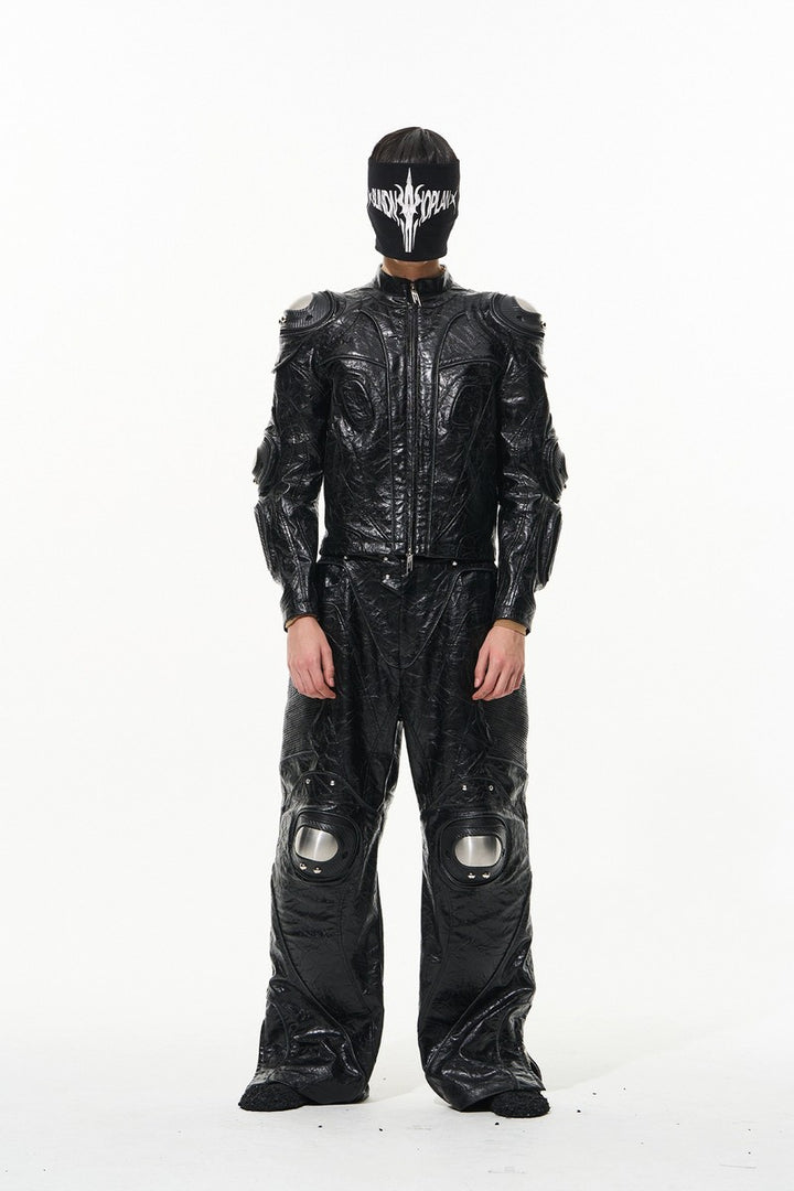 Metal Armor Embossed Biker Pants