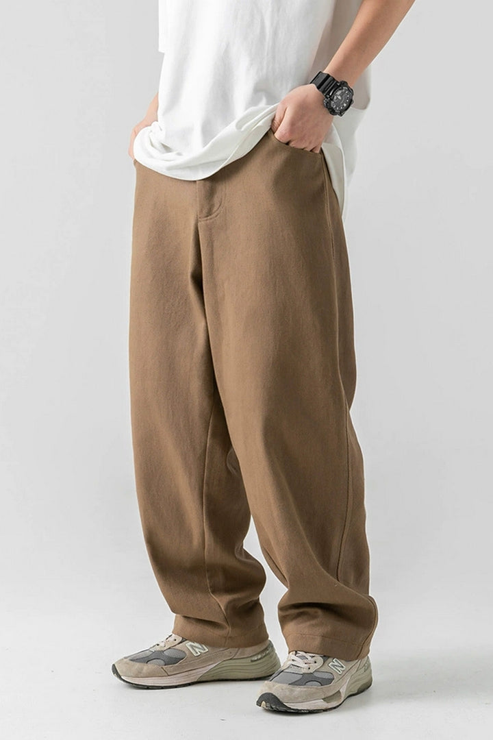 Washed Cotton Relaxed Trousers