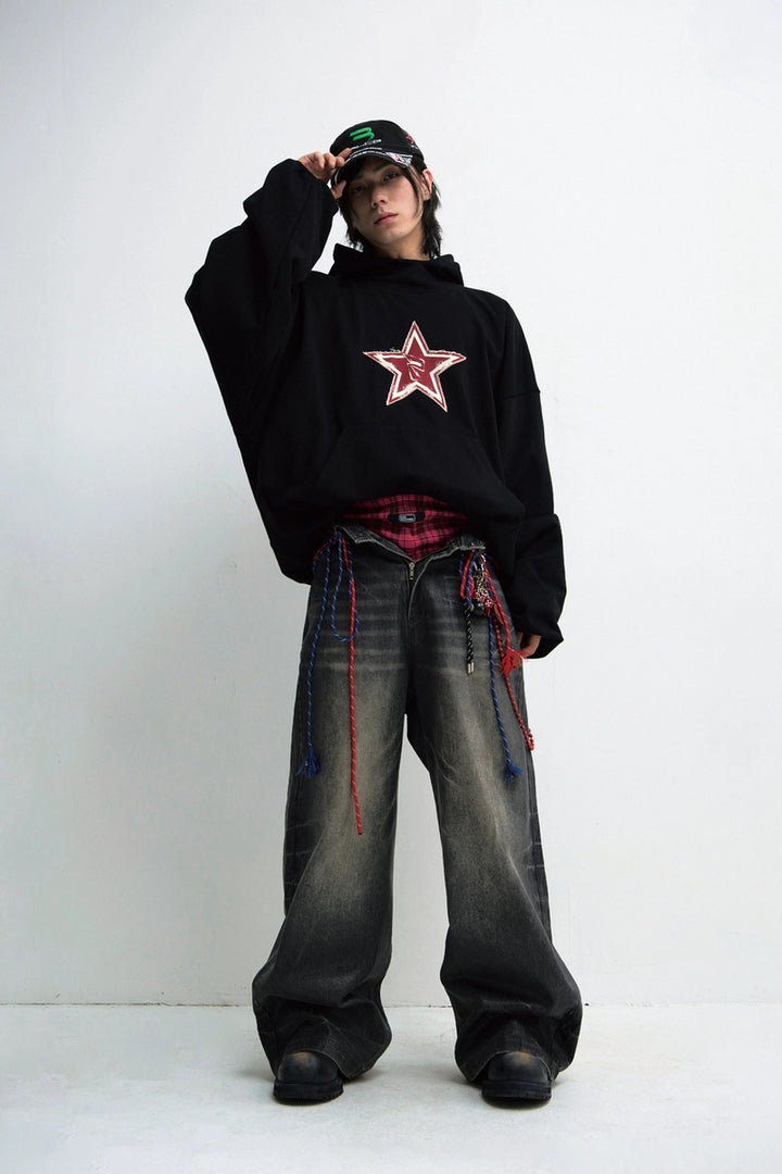 Creative Star Embroidered Hoodie