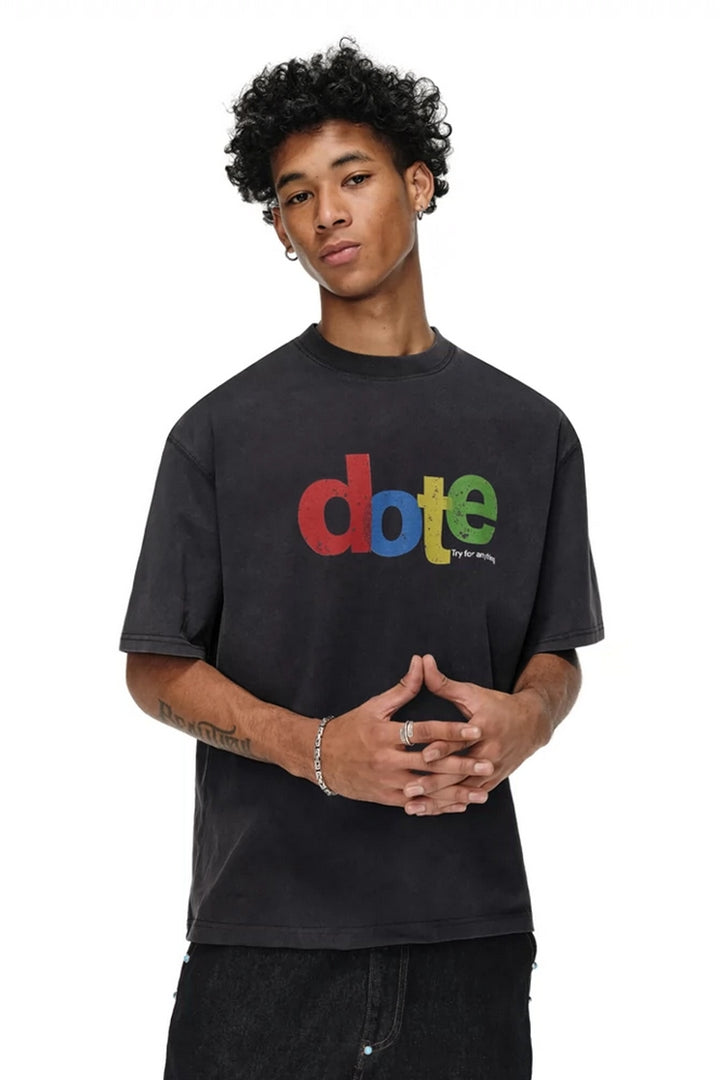 Distressed Dote Logo Print T-Shirt