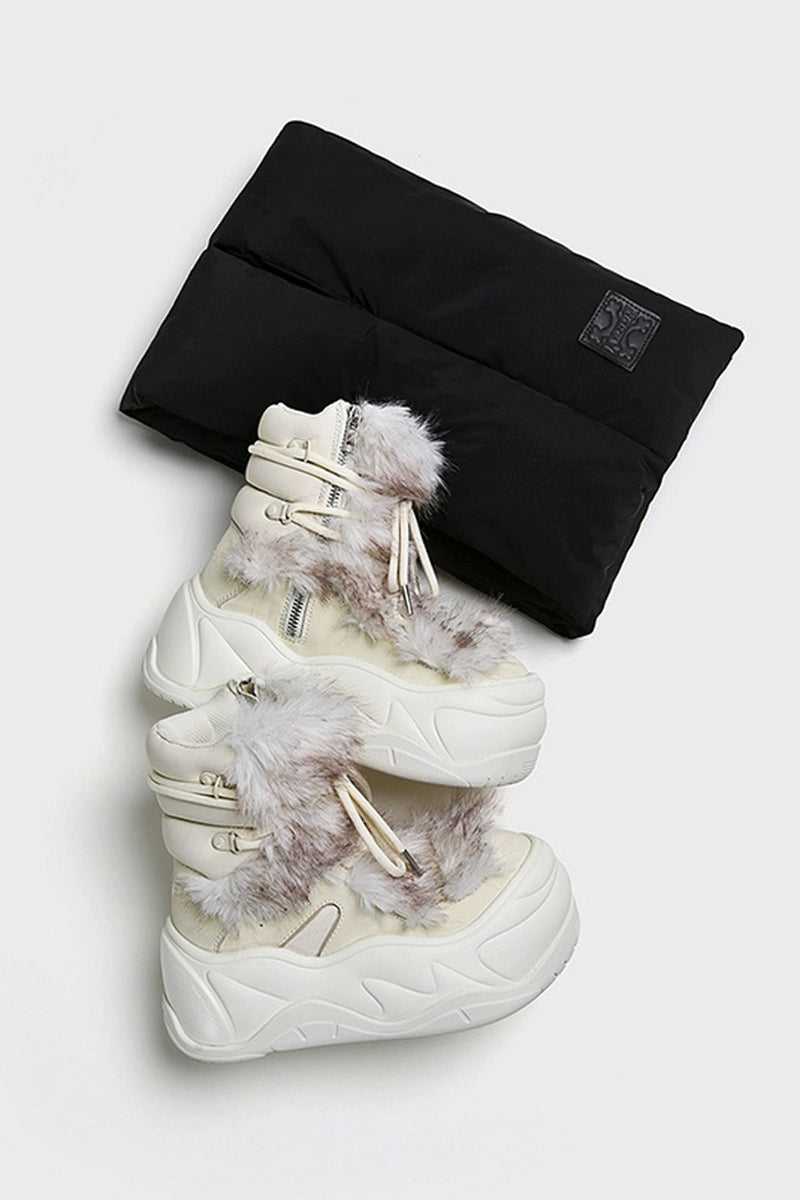 Beige Faux-Fur Snow Boots