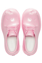Pink Dented Platform Derby Shoes