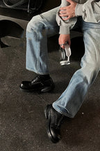 Studded Casual Leather Derby Shoes