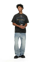 Distressed Washed Flare Jeans