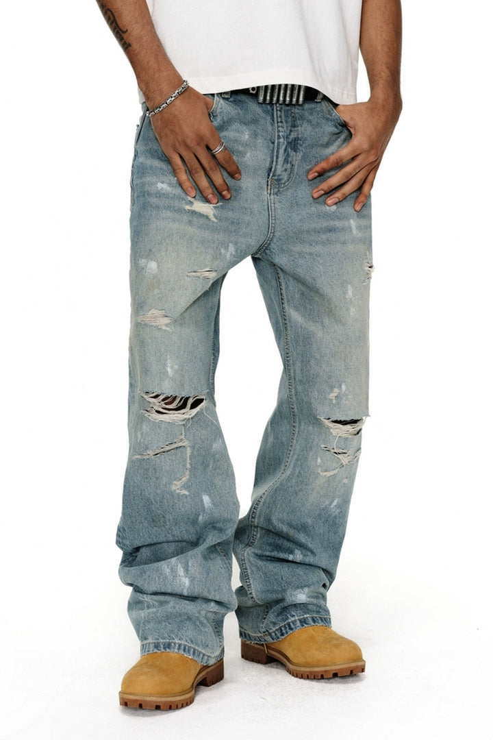 Vintage High-Waist Distressed Flare Jeans