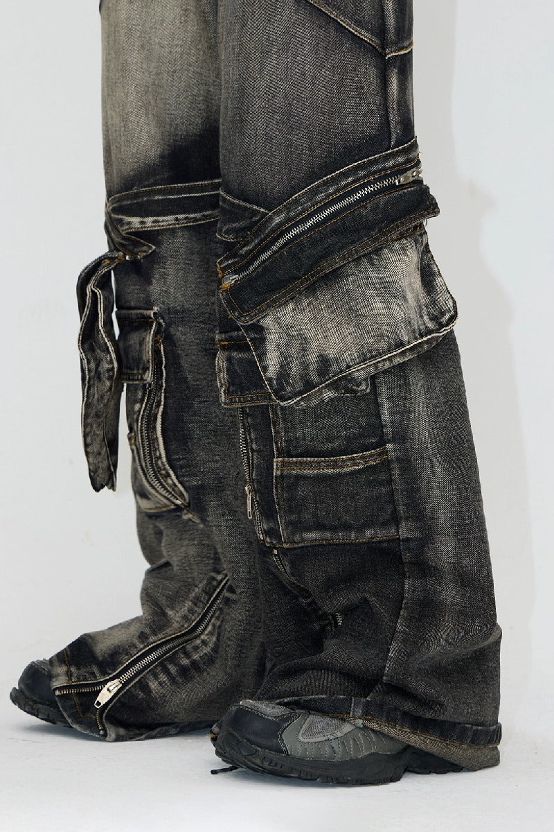 Spiked Thorns Strap Utility Jeans