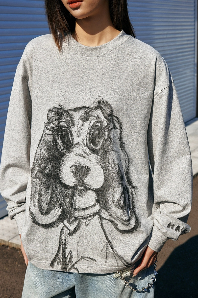 Hand-Drawn Dog Loose Fit Tee