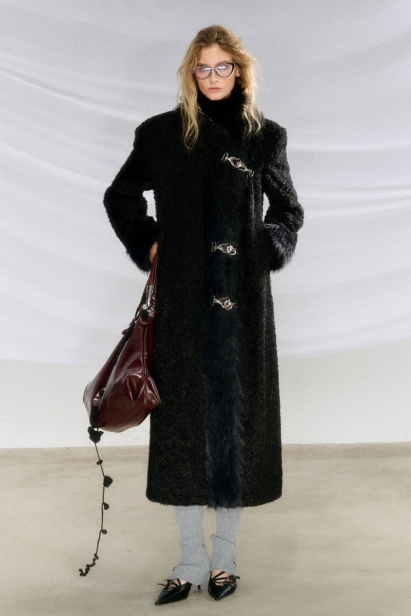 Faux Fur Wool Blend Coat