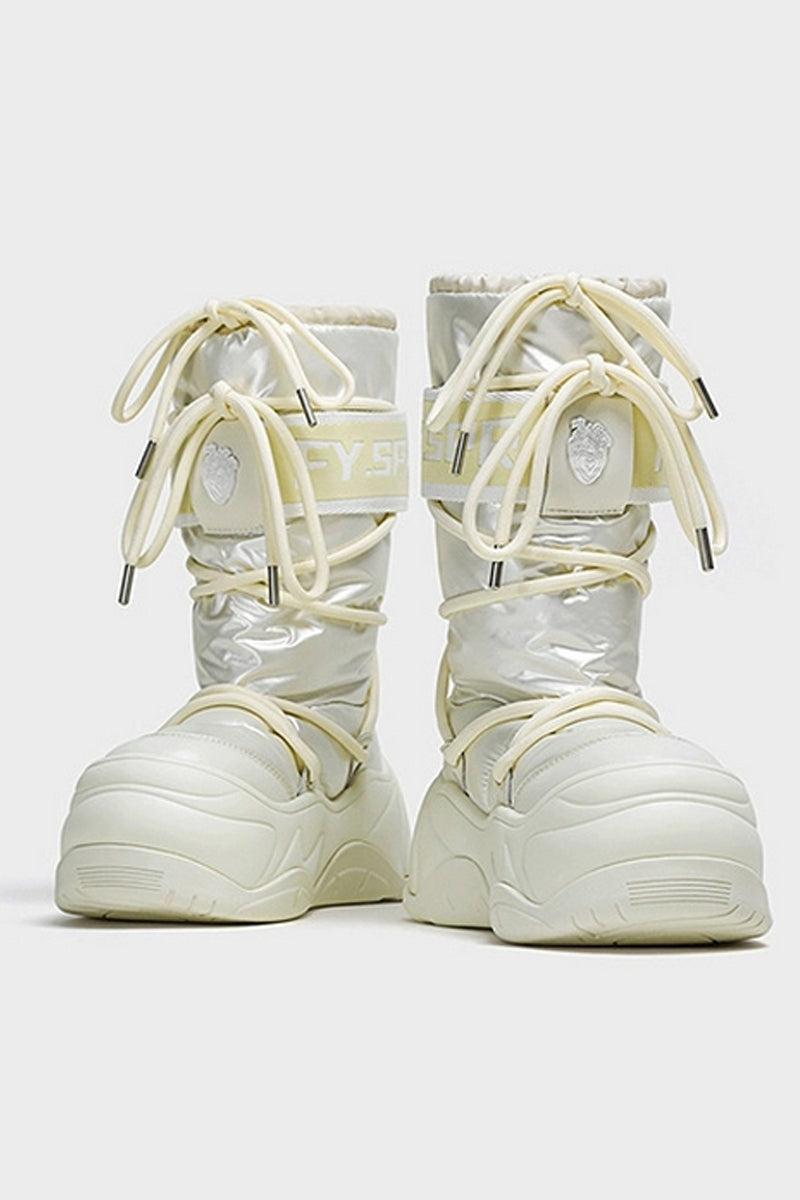 Pearl White Waterproof Snow Boots