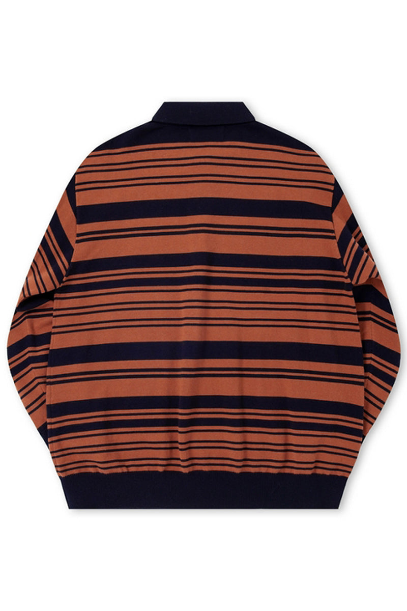 Striped Knit Polo Shirt