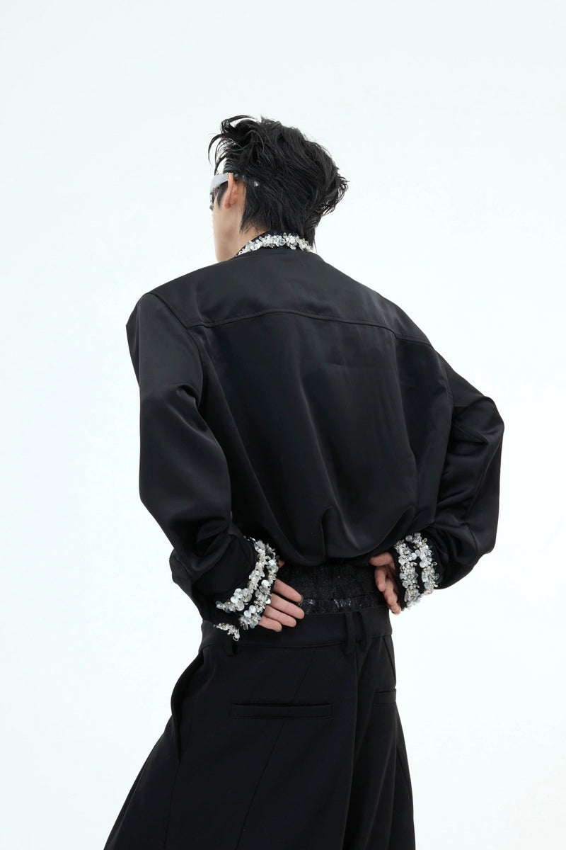 Rhinestone Satin Luxury Shirt