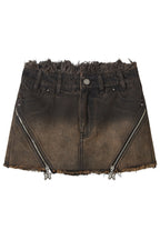 Gradient Washed Denim Skort Shorts