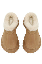 Leather Wool Slip-On Mules