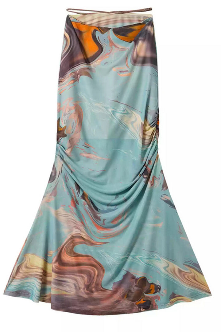 Abstract Print Camisole Skirt Set