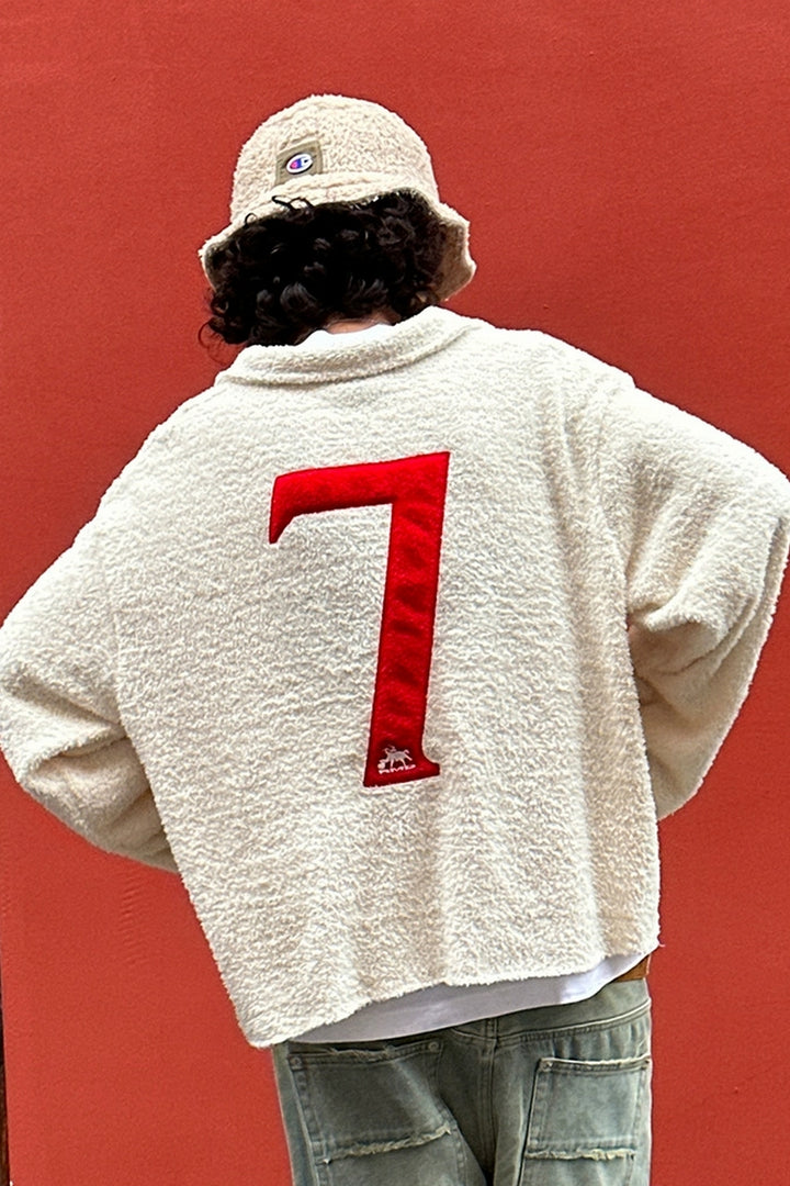 Embroidered Letter Knit Polo Sweater