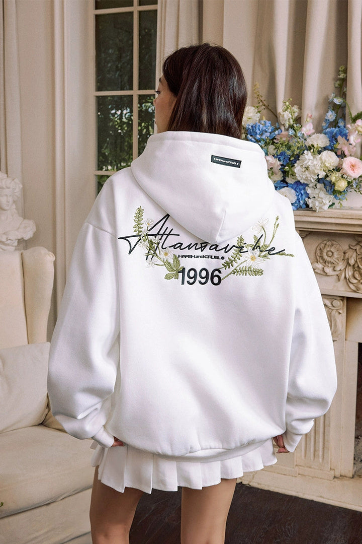 Floral Wreath Embroidered Hoodie