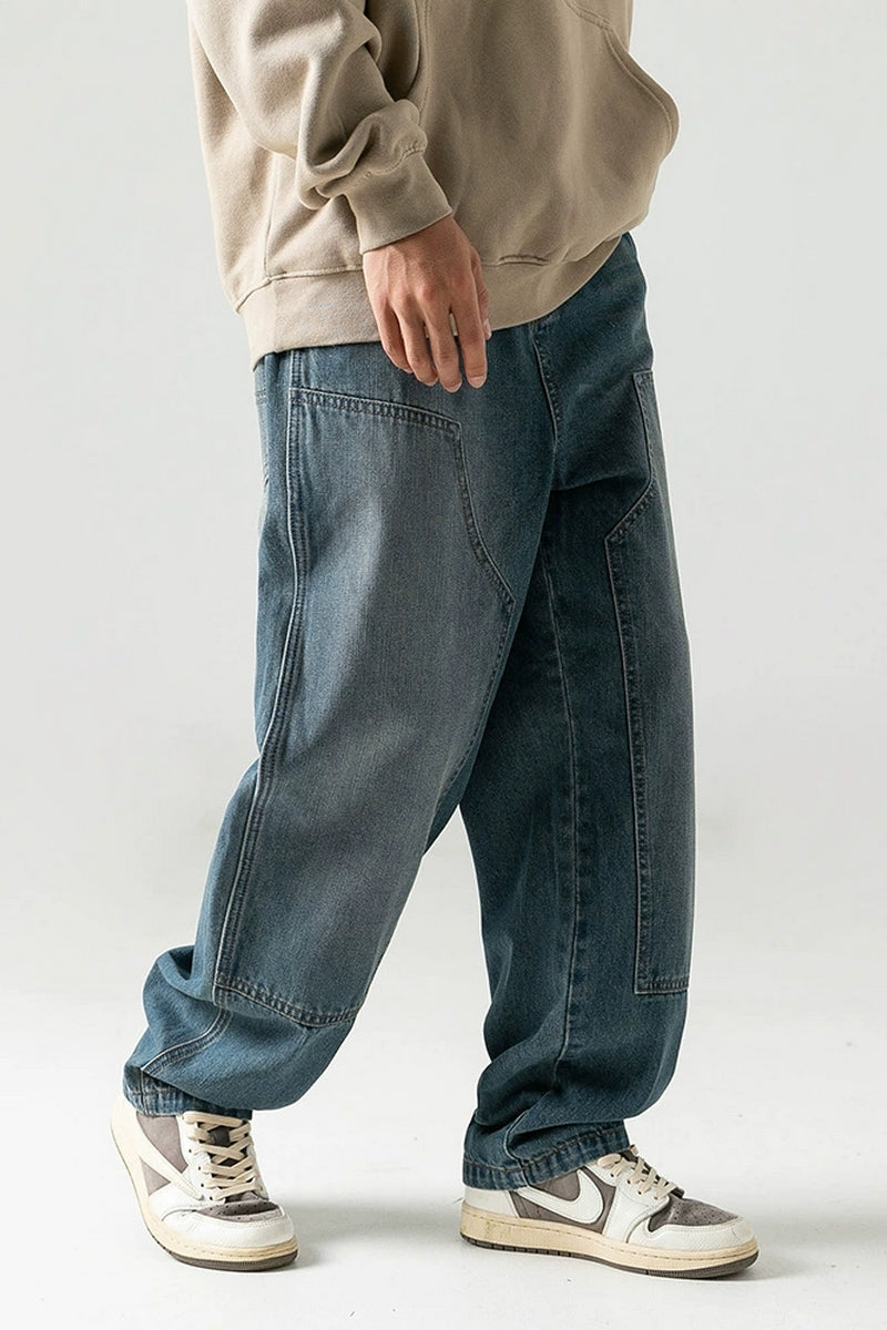 Washed Double-Knee Work Jeans