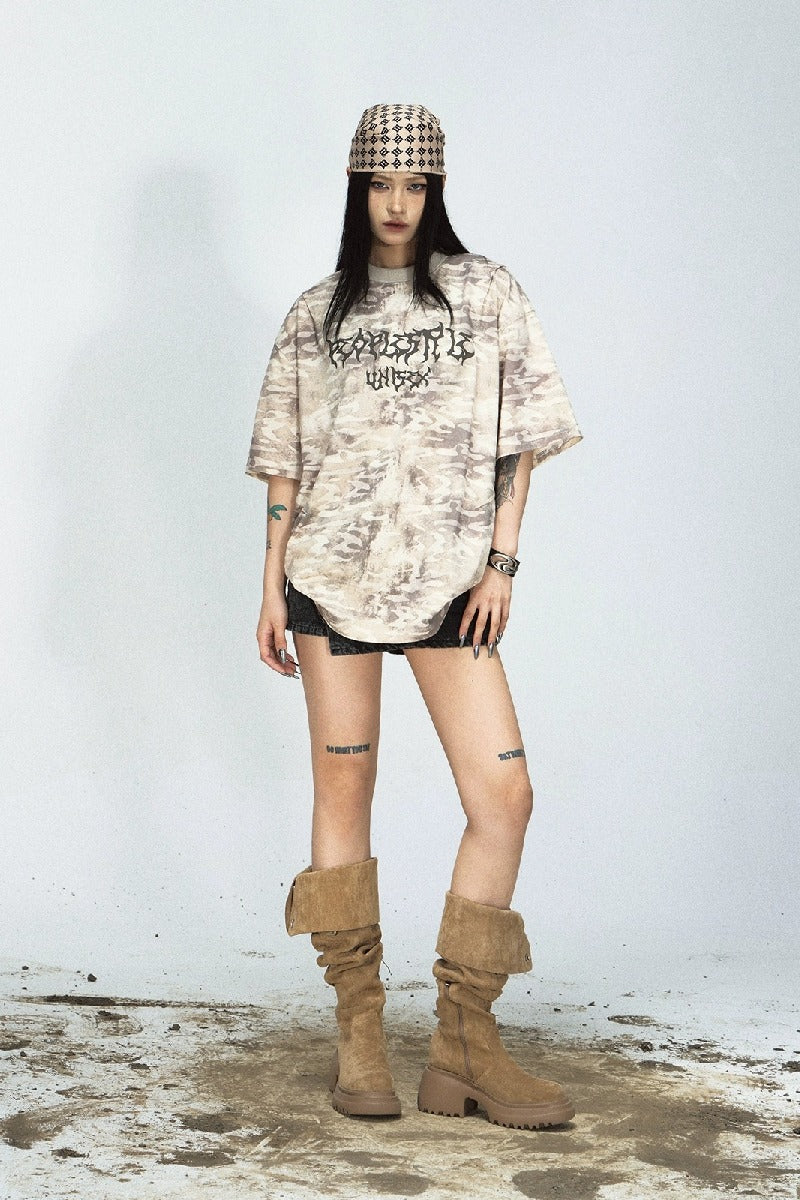 Camo Punk Washed Loose T-Shirt – Copping Zone