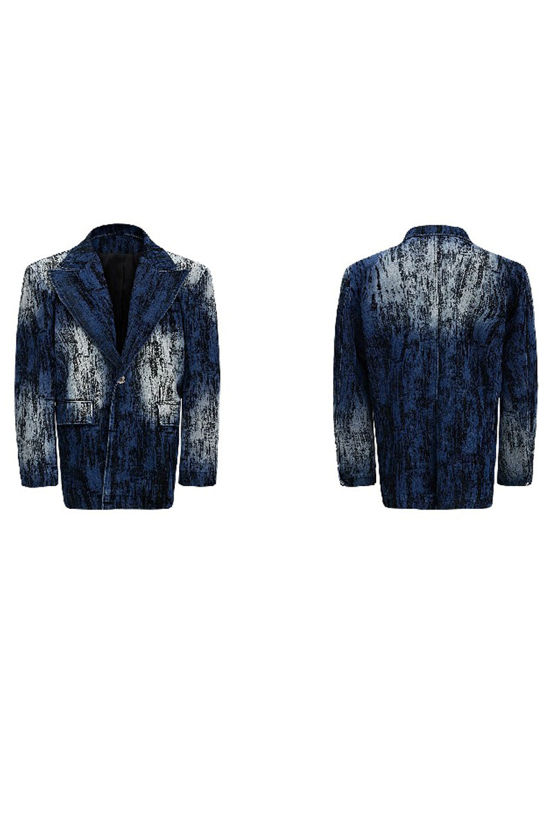 Tie-Dye Distressed Denim Blazer