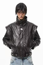 Crocodile Pattern Metal Belt Jacket